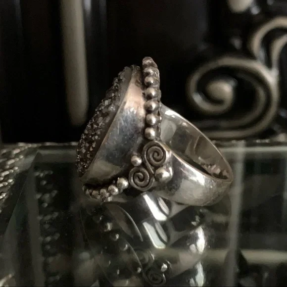 Vintage Sajen Dark Druzy Sterling Silver ring - Picture 5 of 13